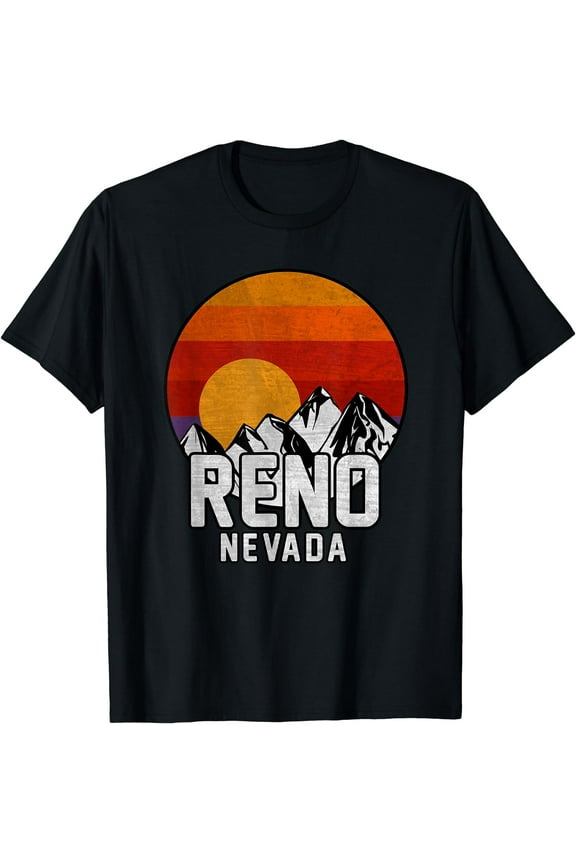 Reno Nevada Retro Mountain Sunset design T-Shirt