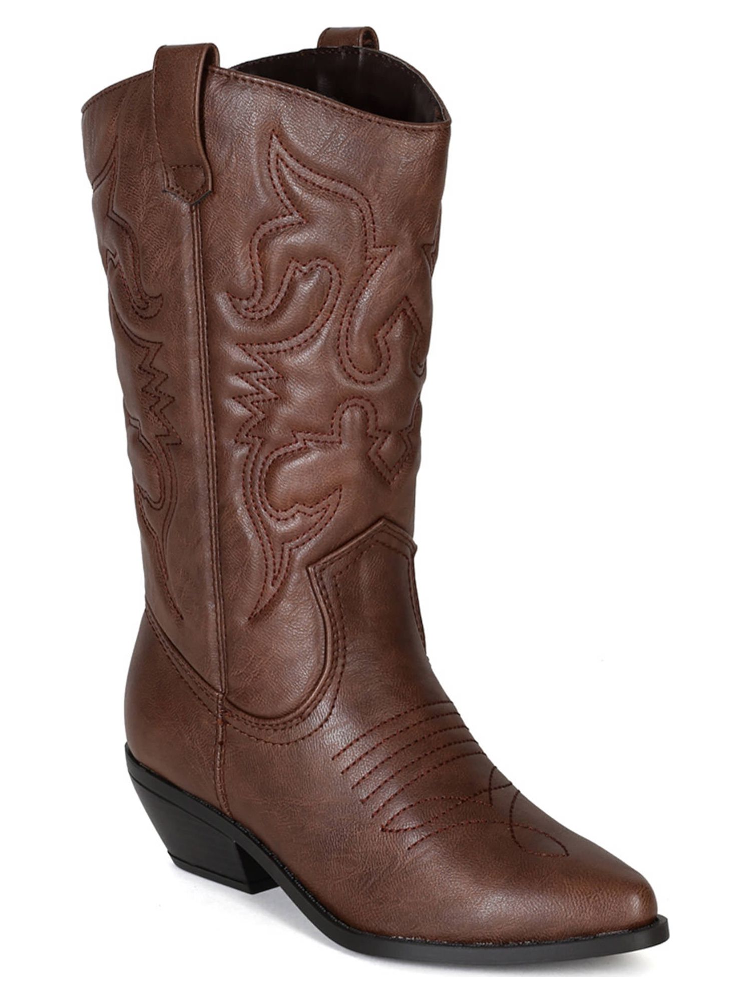 Reno Tan Brwon Soda Cowboy Western Stitched Boots Women Cowgirl Boots Pointy Toe Knee High - image 1 of 3
