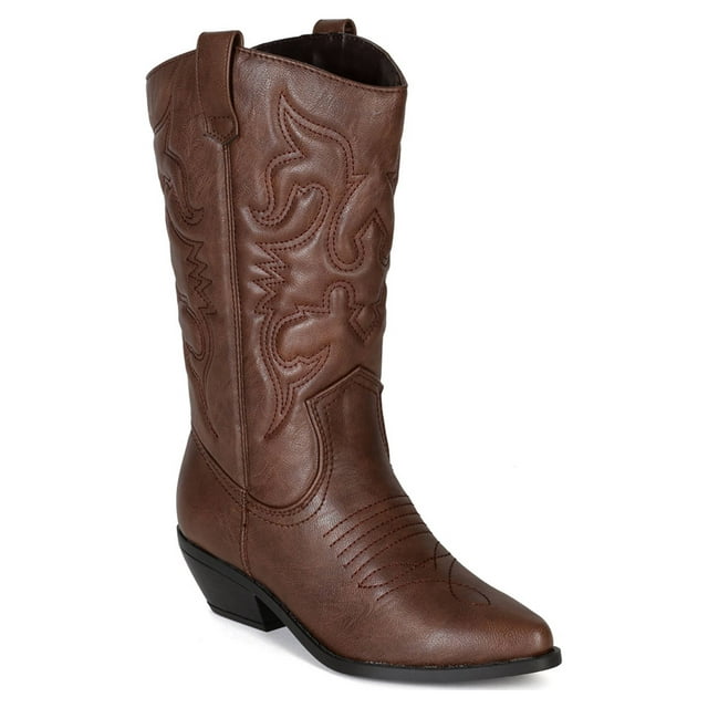 Reno Tan Brwon Soda Cowboy Western Stitched Boots Women Cowgirl Boots Pointy Toe Knee High