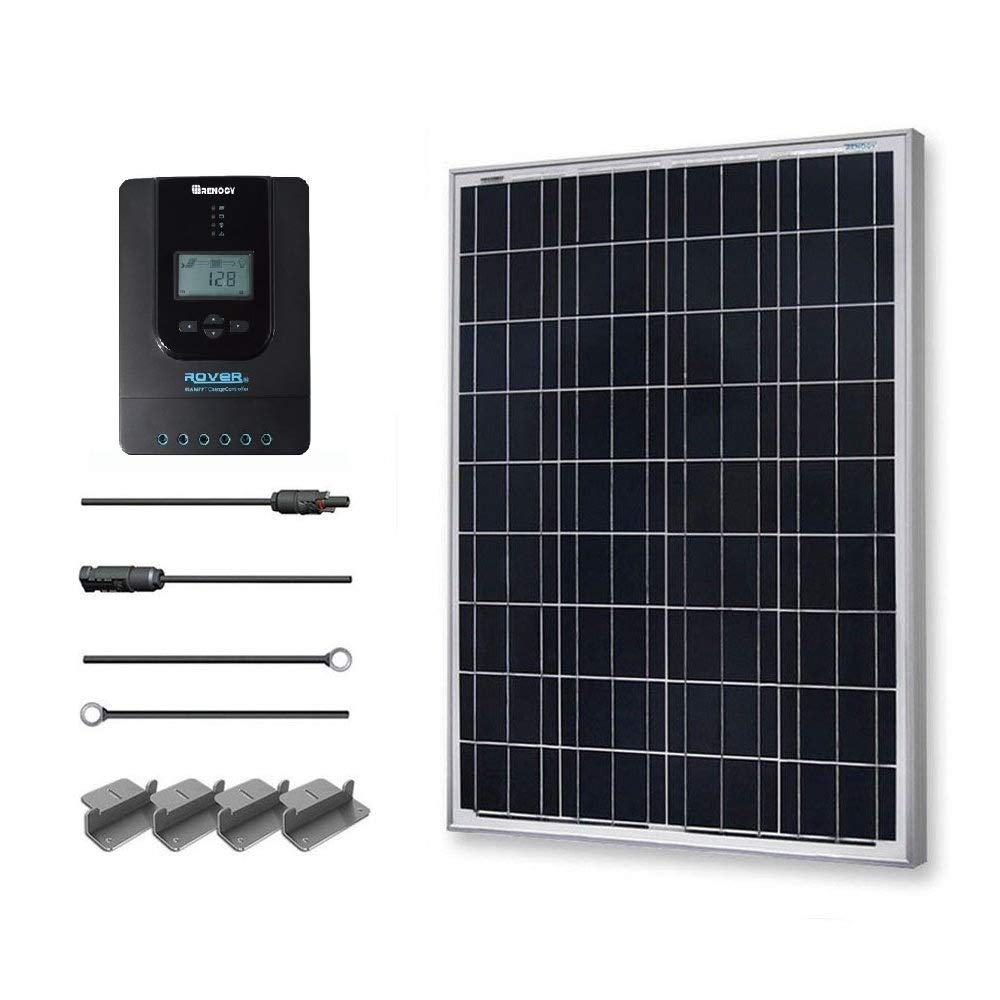 Renogy 100 Watt 12 Volt Polycrystalline Solar Starter Kit with 40A Rover MPPT Charge Controller - image 1 of 6