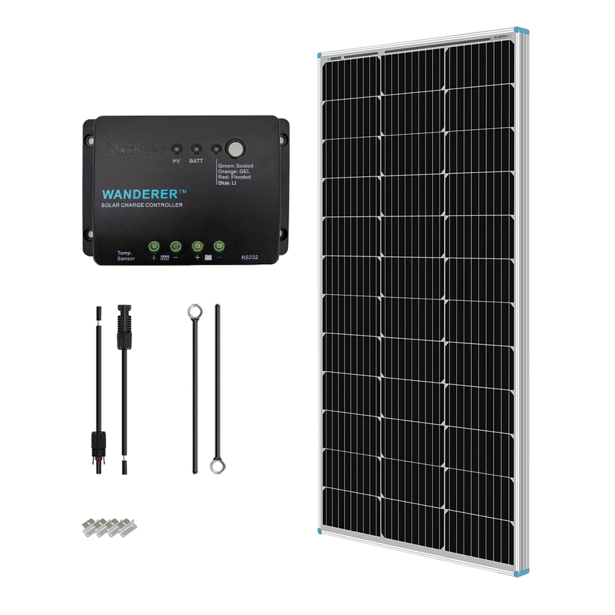 100W Solar Pannel Kit with 30A PWM Charge Controller, 500Wh Daily Output, UL Certified Weatherproof Bluetooth Monitoring Expandable to 400W at Walmart