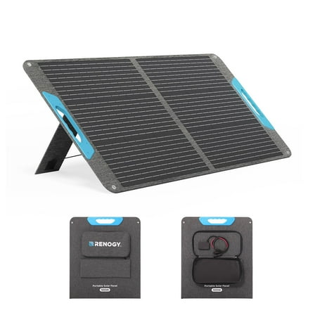 Renogy 100W Portable Solar Panel with Adjustable Kickstands, IP65 Waterproof, Foldable Solar Panel for Power Station, RV, Camping, Off Grid