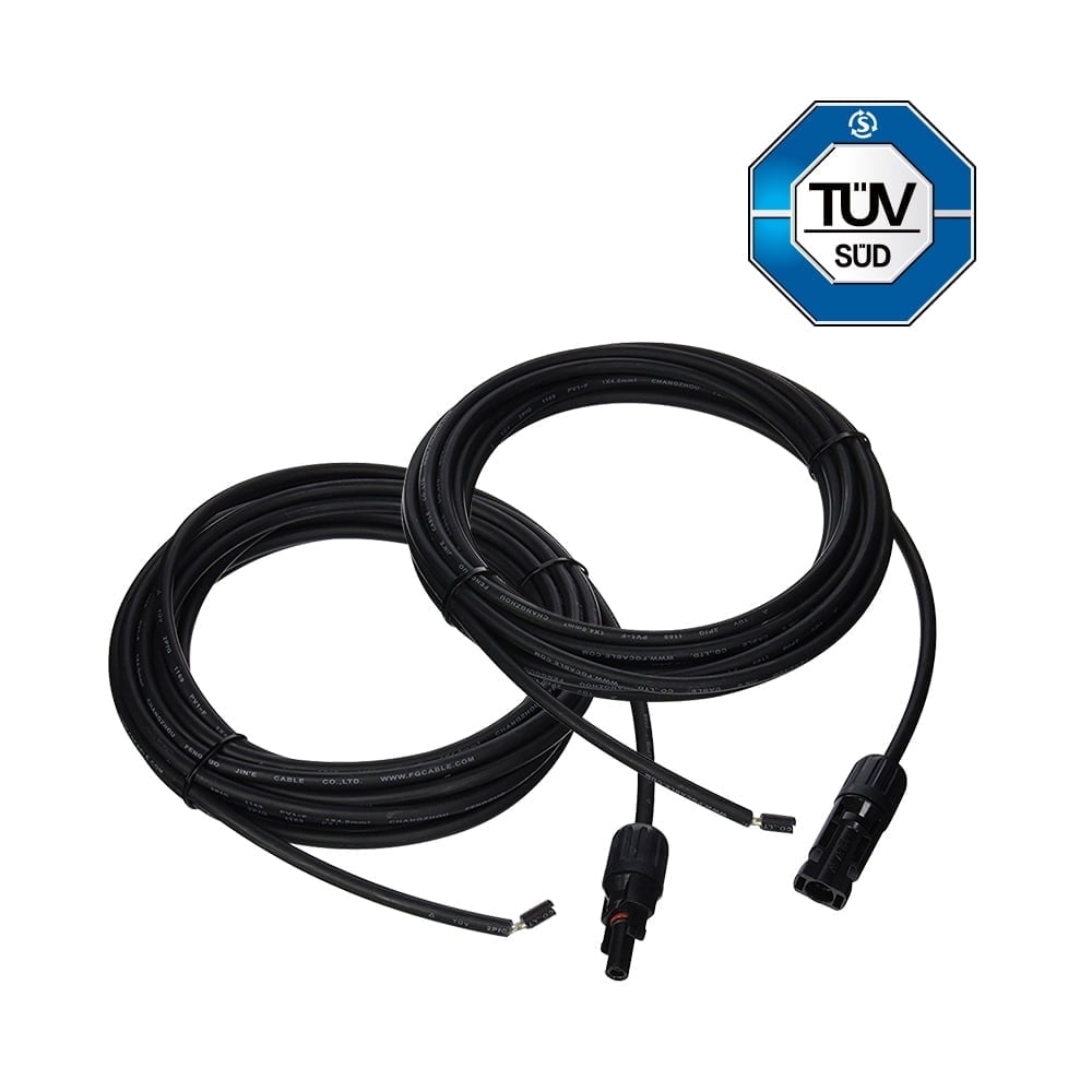 Renogy 20FT 12AWG Solar Wire Extension Cables with Female and Male Connector, Adaptor Kit, 1 Pair