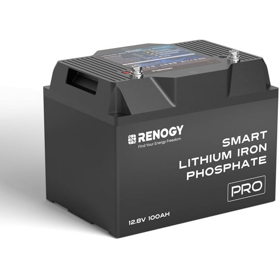 Renogy 12V 100Ah Bluetooth Self-Heating Lithium LiFePO4 Deep Cycle Battery, 5000+Deep Cycles, dust-proof IP67, Backup Power for RV, Cabin, and Marine Applications-Pro Series