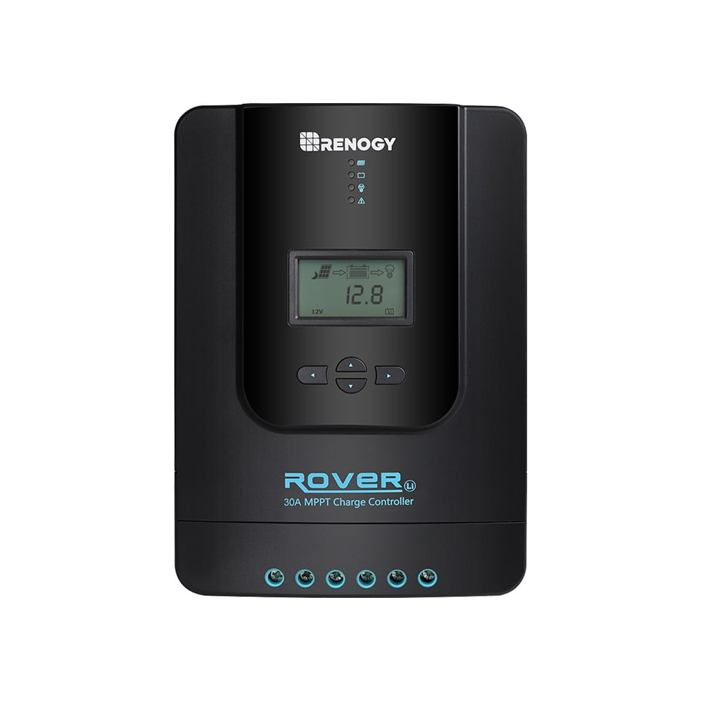 Renogy 12V/24V Auto DC Input MPPT Charge Controller Parameter Adjustable LCD Display Solar Panel Regulator fit for Gel Sealed Flooded and Lithium Battery, Rover 30A w/Bluetooth, 30Amp-BT