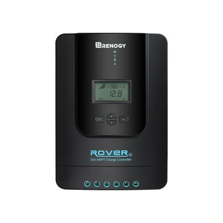 Renogy 12V/24V Auto DC Input MPPT Charge Controller Parameter Adjustable LCD Display Solar Panel Regulator fit for Gel Sealed Flooded and Lithium Battery, Rover 30A w/Bluetooth, 30Amp-BT