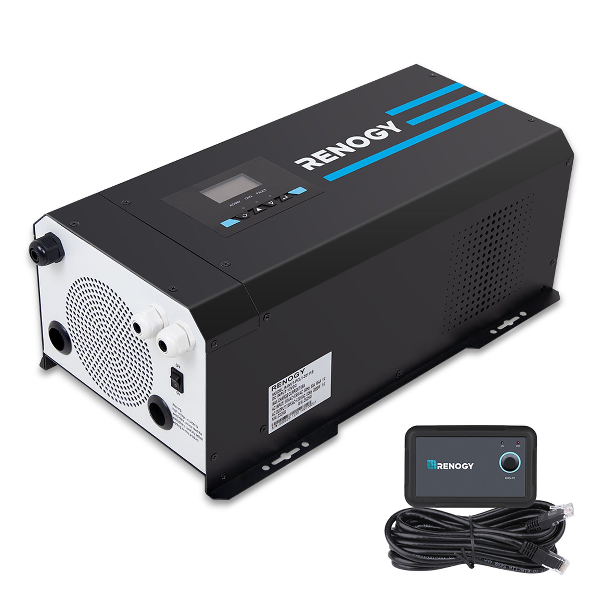 Renogy 3000 Watt 12V DC to 120V AC Pure Sine Wave Inverter Charger w/ LCD Display Lithium Battery Compatibility 9000W Surge