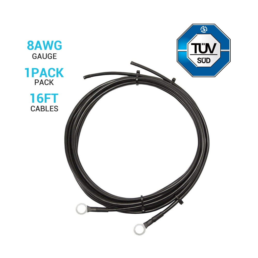 Renogy 16ft 8AWG Wire Copper Solar Tray Cables For Connecting Charge Controller to Battery (A pair)