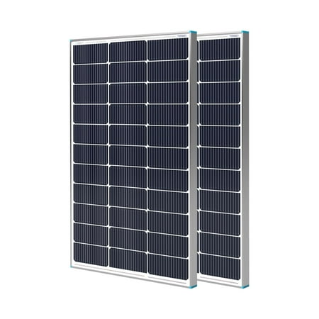 Renogy - Solar Panel 2 pcs 100 Watt 12 Volt, for RV Marine Rooftop Farm Battery and Other Off-Grid Applications - Black