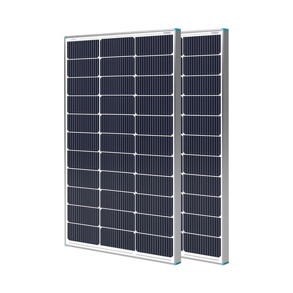 Renogy 100 Watt 12 Volt Solar Panel, N-Type 16BB Monocrystalline PV Module, 25% High Efficiency, Power Charger for RV Marine Rooftop Farm Battery, 2-Pack