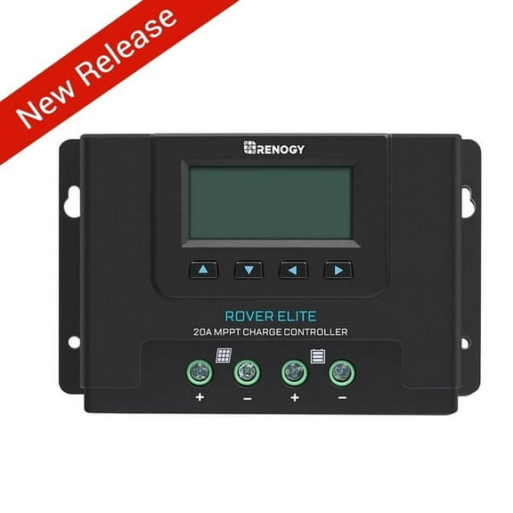 Renogy 20 amp Rover Elite MPPT Solar Charge Controller, 20A, With Lcd Display