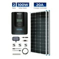 thumbnail image 1 of Renogy 200 Watt Solar Power Kit, 2 Pcs 100W Solar Panel, 40A MPPT Charge Controller+ Bluetooth Module Fuse+ Mounting Z Brackets+Adaptor Kit, 1 of 8
