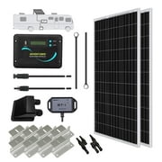 Renogy 200 Watts 12 Volts Monocrystalline RV Solar Panel Kit with Adventurer 30A LCD PWM Charge Controller and Mounting Brackets for RV, Boats, Trailer, Camper, Marine, Off-Grid Solar Power System