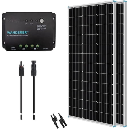 Renogy 200W 12V Monocrystalline Solar Panel Bundle Kit with 30A Charge Controller