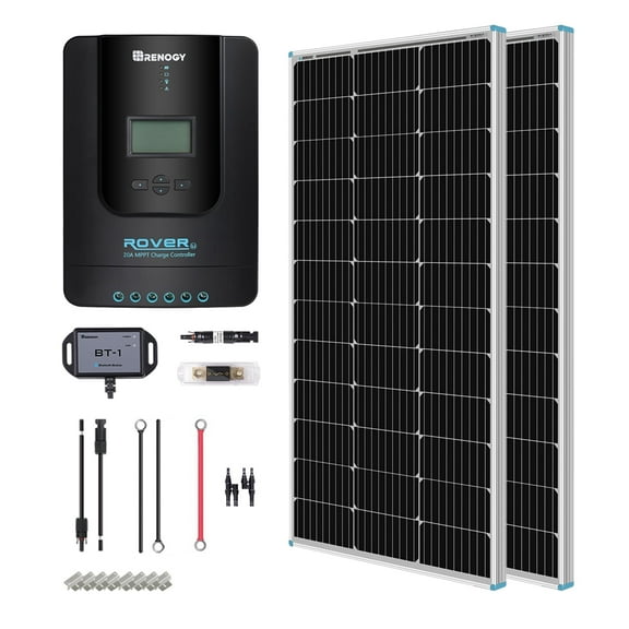 Renogy 200W 12V Off-Grid Premium Solar Kit with 20A MPPT Rover Controller