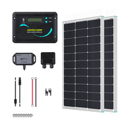 Renogy 200W RV Solar Panel Kit, 2pack 100W Solar Panel, 30A LCD PWM Charge Controller, BT1 Bluetooth Module, Mounting Brackets, Y-Connectors, Cables for Off-Grid System