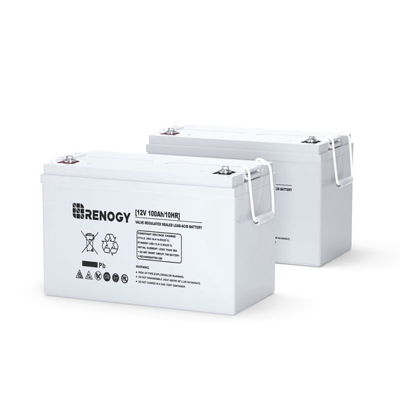 Renogy 2Pack Deep Cycle AGM Automotive Battery, 12 Volt 100Ah, 1100A Max Discharge Current, 3% Self-Discharge Rate, Maintenance-Free