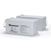 Renogy 2Pack Deep Cycle AGM Battery 12 Volt 200Ah, 2000A Max Discharge Current, Safe Charge Most Home Appliances for RV, Camping, Cabin, Marine and Off-Grid System, Maintenance-Free