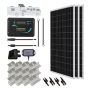 Renogy 300 Watts 12 Volts Monocrystalline Solar RV Kit Off-Grid Kit with 30A PWM LCD Charge Controller / Mounting Brackets / Male and Female Connectors / Solar Cables /Cable Entry housing