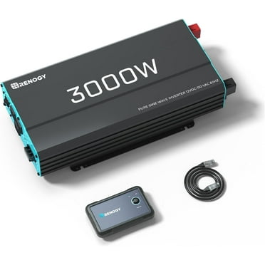 Renogy 3000W Pure Sine Wave Inverter, Power Inverter DC 12V to AC 120V, Built-in 5V/2.1A USB, AC Hardwire Port, Remote Controller