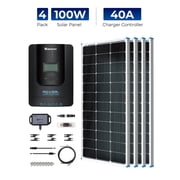 Renogy 400 Watt Solar Power Kit, 4 Pcs 100W Solar Panel, 40A MPPT Charge Controller+ Bluetooth Module Fuse+ Mounting Z Brackets+Adaptor Kit