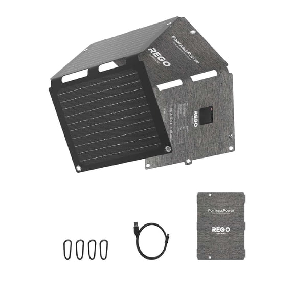 Renogy 30W Portable Solar Panel with 2 USB &1 DC Charging Ports, IP67 Waterproof, 18-month Hassle-free Warranty, Only 0.56kg/1.23lbs