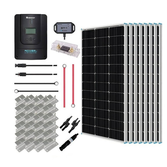 Renogy 800W 12V/24V Monocrystalline Solar Premium Kit w/Rover 60A Charger Controller, 8pcs 100W Solar Panel with 60A MPPT Rover Charger Controller, Bluetooth Module