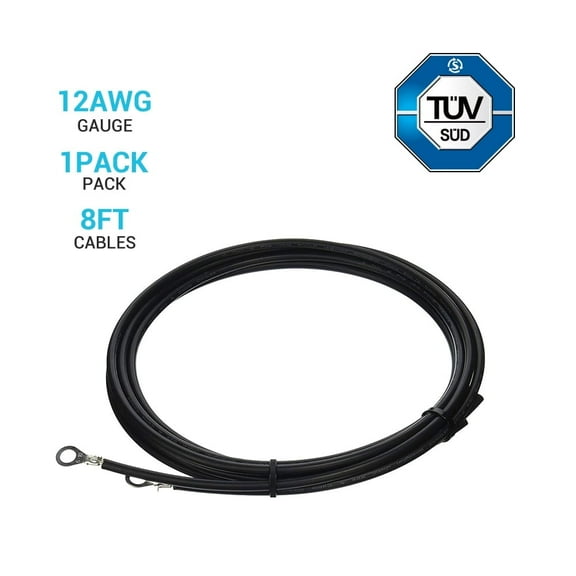 Renogy 8ft 12AWG Wire Copper Solar Tray Cables For Connecting Charge Controller to Battery (A pair)