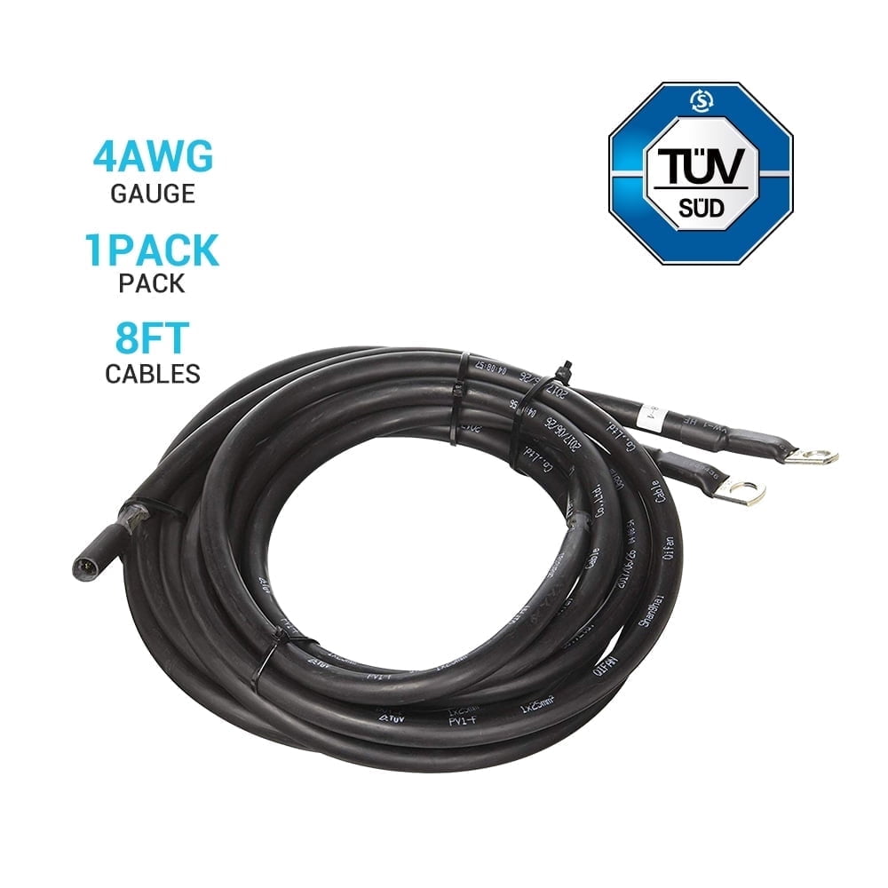 Renogy 8ft 4AWG Wire Copper Solar Tray Cables For Connecting Charge Controller to Battery (A pair)