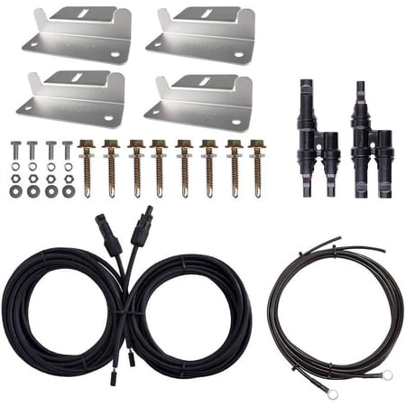 Renogy Accessories 8Ft Tray Cable, 20Ft 10 AWG Adaptor Kit for 400 W Solar Panel Module, 4 Set Z Bracket, 3 Pair of Y Branch Connector