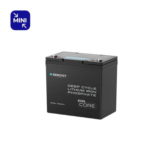 Renogy Core Mini - 12.8V 100Ah Lithium Iron Phosphate Battery, 100A BMS for Ultimate Safety, Deep Cycle w/Remote Monitoring Compatibility
