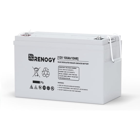 Renogy 100Ah Deep Cycle AGM Battery 12 Volt, 1100A Max Discharge Current, Safe Charge Appliances, RVs, Marine, Solar, off-Grid