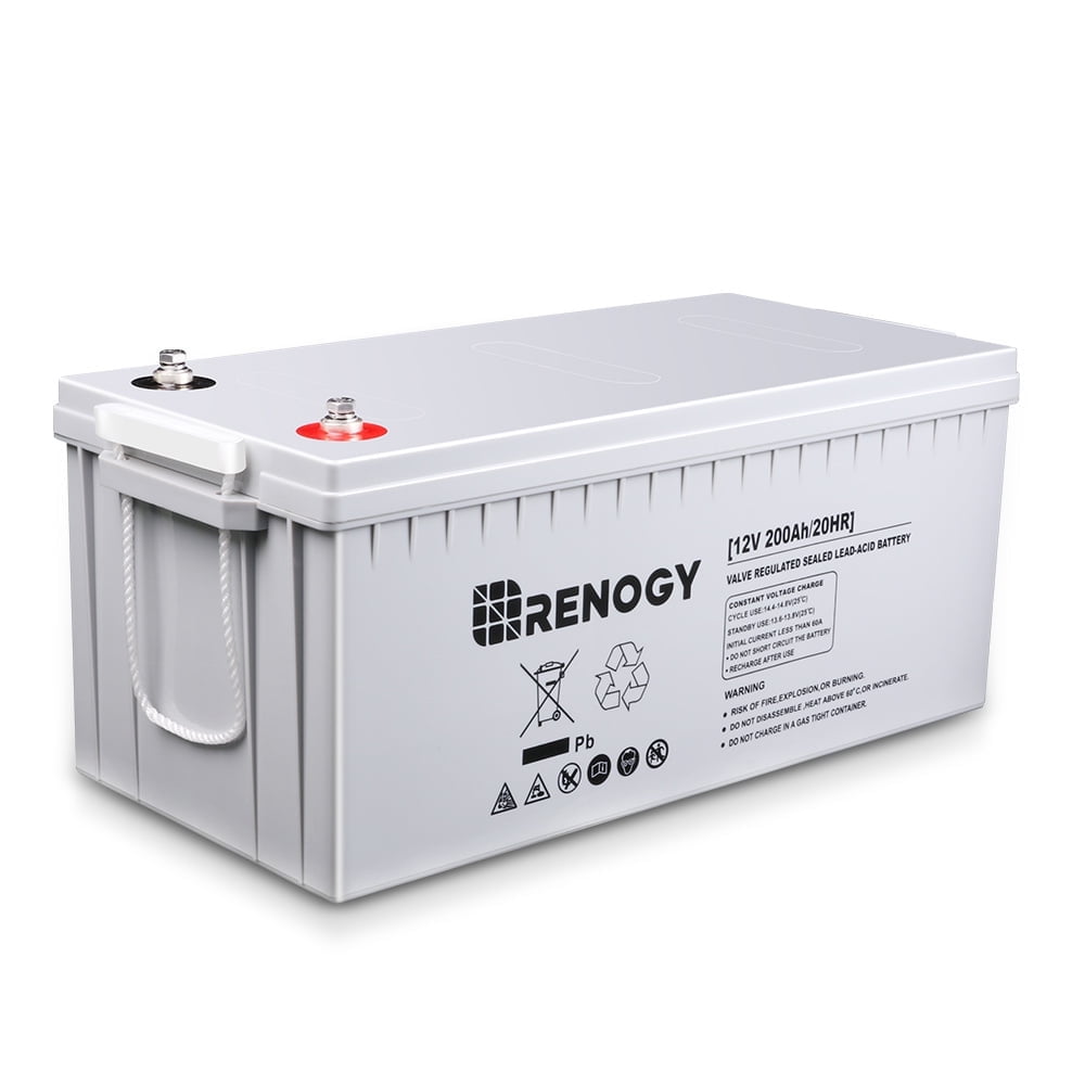 Renogy Deep Cycle AGM Battery 12 Volt 200Ah, for RV, Solar, Marine, and off-Grid Applications, 2000A Max Discharge Current, Safe Charge Most Home Appliances