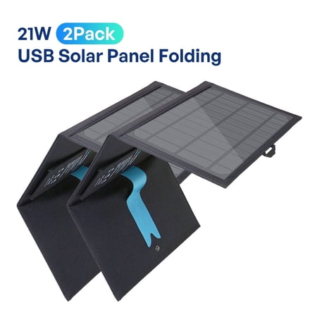 Renogy 2Pack Solar Panel 21 W, Folding Solar Panel with USB-C Port, USB Port for Smartphones, Generators, Rechargeable Power Supplies, Off-Grid