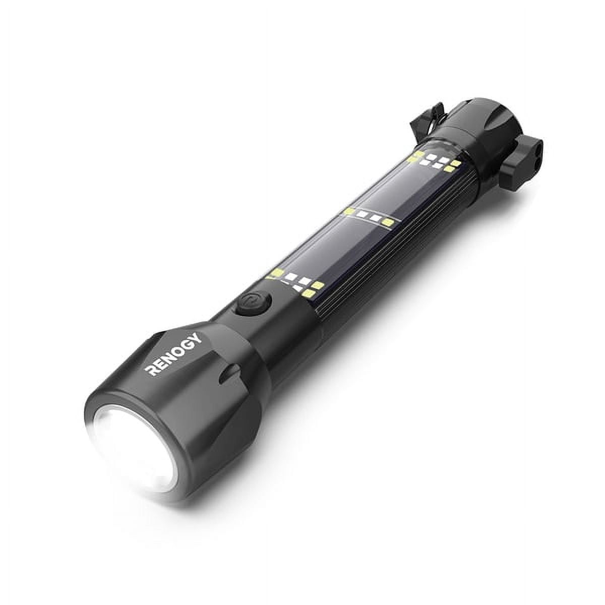 Renogy E.Lumen 500 Multi-Functional Flashlight Rechargeable Battery, Glass Shattering Hammer Magnetic Attachment, LED, Solar Powered