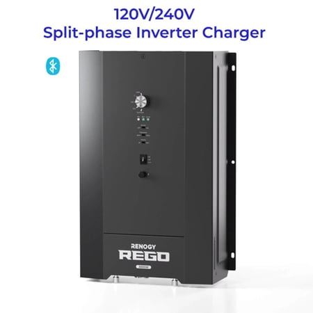 Renogy REGO 3000W 12V Pure Sine Wave Inverter Charger, Split Phase, Black