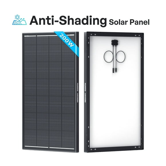 Renogy ShadowFlux N-Type 200W Rigid Solar Panel, 25% High-Efficiency & Anti-Shading, IP67 Waterproof Lightweight, for RV/Pickup/SUV Charging