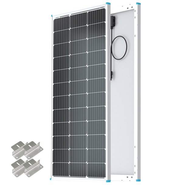 Renogy Solar Panel 100 Watt 12 Volt with Mounting Z Brackets High