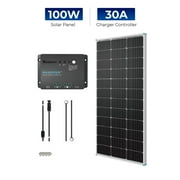 Renogy Solar Panel Kit, 100 Watts Solar Panel with 30A PWM Charge Controlle, Include Mounting Brackets+ Male and Female Connectors+Solar Cables