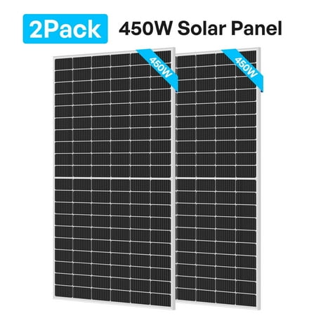 Renogy Solar Panel Kit, 450 Watts, 12/24 Volts Monocrystalline High-Efficiency Module PV Power Charger, Rooftop Charging Station, 2PCS