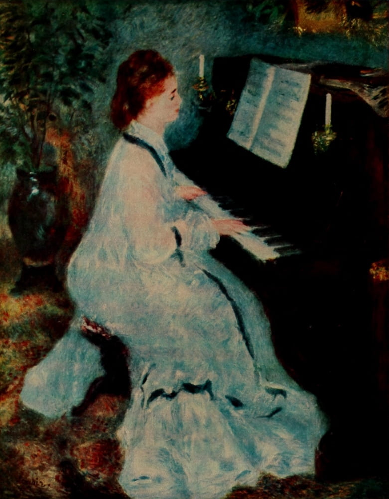 Renoir 1958 Woman at the piano 1875 Canvas Art - Pierre-Auguste Renoir (24 x 36)