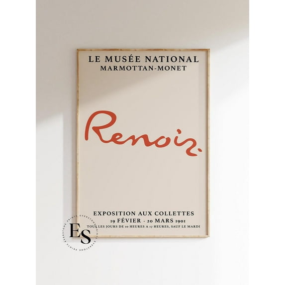 Renoir Exhibition Print, Mid-Century Poster, Renoir Decor, Exhibition Poster, Museum Poster, Pierre Renoir Exhibition, Wall Art, Modern Wall Decor, 8x12 UNFRAMED