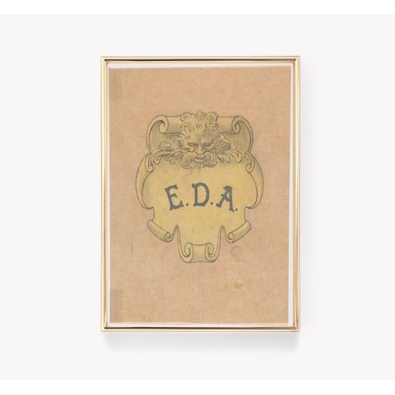Renoir Monogram Wall Art Print, Antique Artist Mark And Classic Fine Art Decor