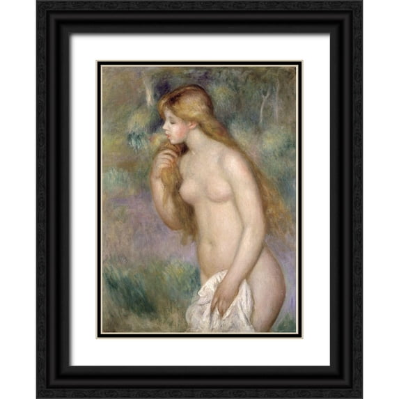 Renoir, Pierre-Auguste 11x14 Black Ornate Wood Framed with Double Matting Museum Art Print Titled - Baigneuse Debout
