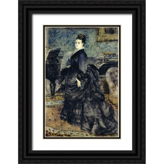 Renoir, Pierre-Auguste 11x14 Black Ornate Wood Framed with Double Matting Museum Art Print Titled - Portrait of a Woman, Mme Georges Hartmann