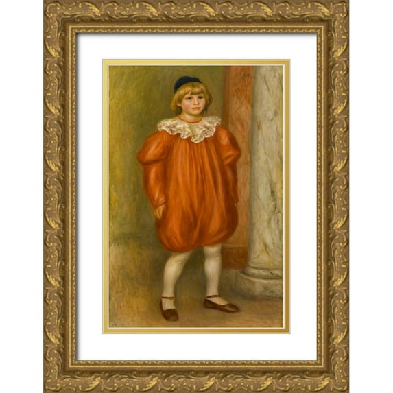 Renoir, Pierre-Auguste 11x14 Gold Ornate Wood Framed with Double Matting Museum Art Print Titled - Claude Renoir in Clown Costume