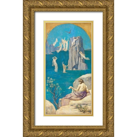 Renoir, Pierre-Auguste 11x18 Gold Ornate Wood Framed with Double Matting Museum Art Print Titled - Dramatic Poetry Aeschylus 1896