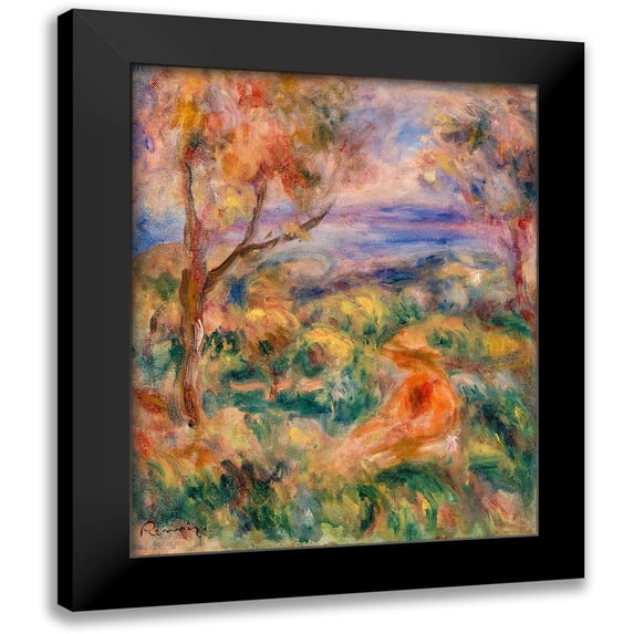 Renoir, Pierre-Auguste 12x14 Black Modern Framed Museum Art Print Titled - Seated Woman with Sea in the Distance 1917