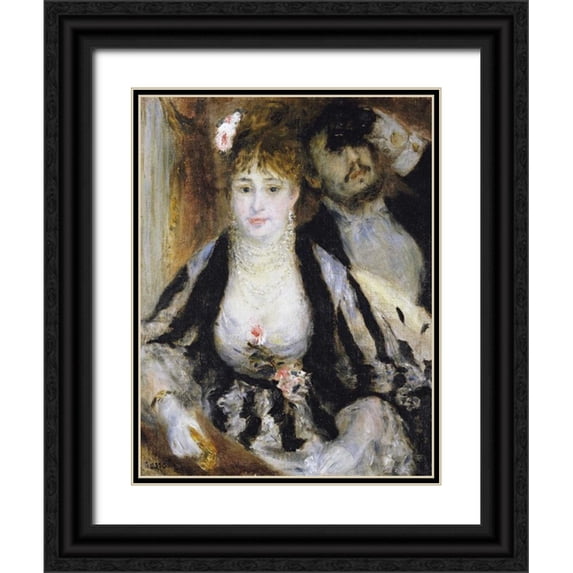Renoir, Pierre-Auguste 12x14 Black Ornate Wood Framed with Double Matting Museum Art Print Titled - The Theatre Box - La Loge