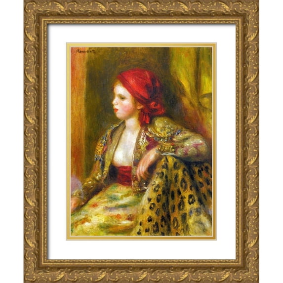 Renoir, Pierre-Auguste 12x14 Gold Ornate Wood Framed with Double Matting Museum Art Print Titled - Odalisque